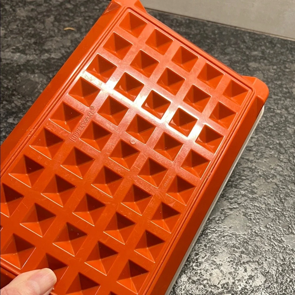 Tupperware Hot Dog Keeper Paprika Red and white Rectangular Container 10x6.